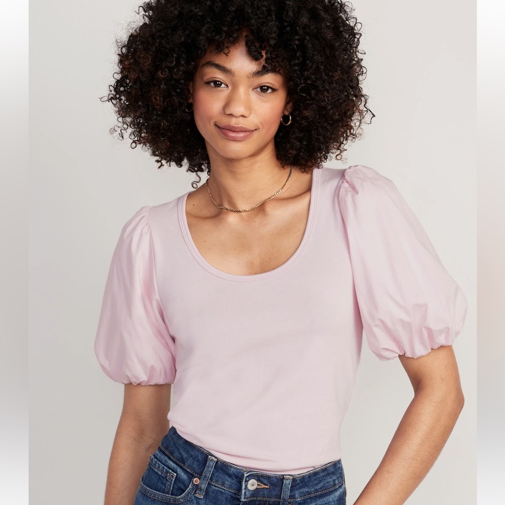 Old Navy Fitted Puff-Sleeve Paneled T-Shirt